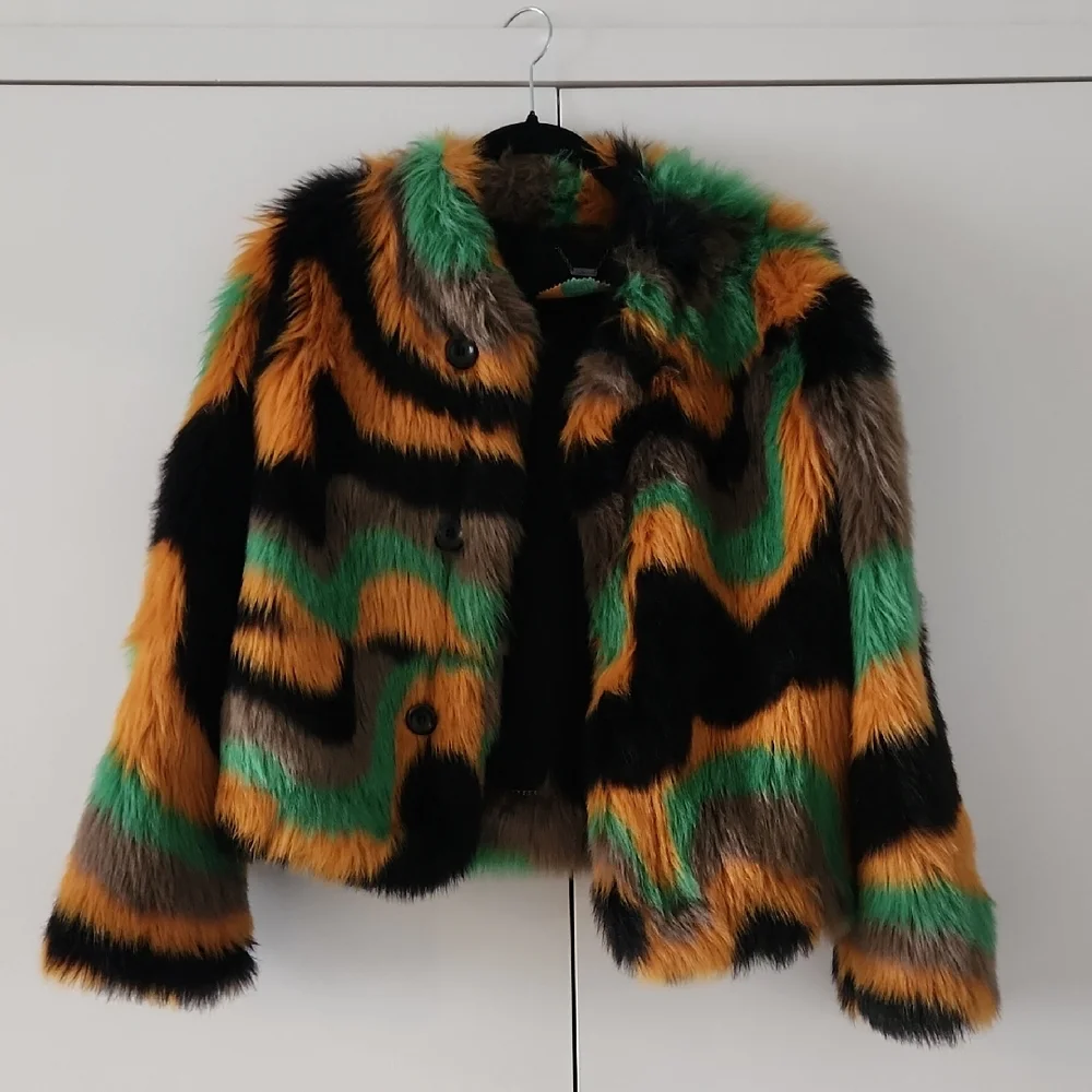 Custo Barcelona Multicolor Faux Fur Jacket - Picture 2 of 7